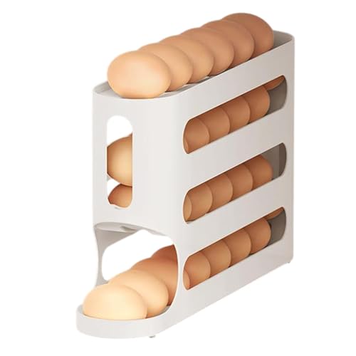 Caja de huevos - Organizador de huevos portátil para , recipiente de transparente | Huevera automático de 4 capas, hueveras giratoria, hueveras apilable, organizador de cucin