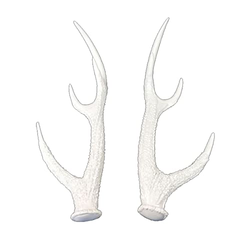 Bois de cerf blanc brillant LEX lot de 2 statuettes murales - 2