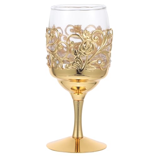 COLLBATH Copa De Vino Vintage Flor Dorada Copa De Vino Metal Decorativa Para Fiesta Para Brindar Doradas