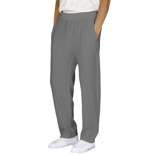 Kids Sweatpants Boys Straight Leg Open Bottom Pleated Uniform Pants Elastic Waist Athletic Joggers Sweat Pants with Pockets