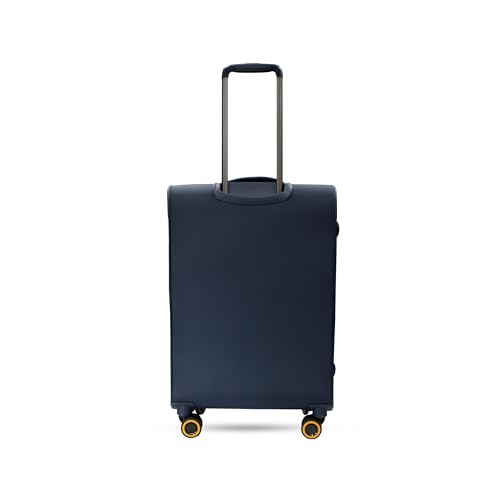 Image of SWISS MILITARY Nylon Mercury 8 Wheels 55cm Trolley Luggage, Soft Case 360 Rotatable Wheels, TSA Lock, Expandable Storage & Quick Front Pocket Suitcase, Travel Bag for Men & Women, Small Navy 44L