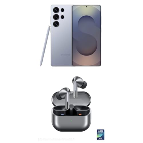 Image of Samsung Galaxy S25 Ultra 256GB Unlocked AI Smartphone, Titanium Silverblue w / Galaxy Buds 3 Pro AI True Wireless Bluetooth Earbuds, Silver