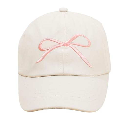 Kids Girls Baseball Cap Embroidery Bow Tie High Ponytail Sun Hat Summer Visor Hat for 3-8 Years2