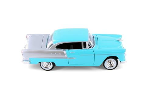 Modelo 1955 Chevy Bel Air Hardtop 1:24 azul miniatura 4