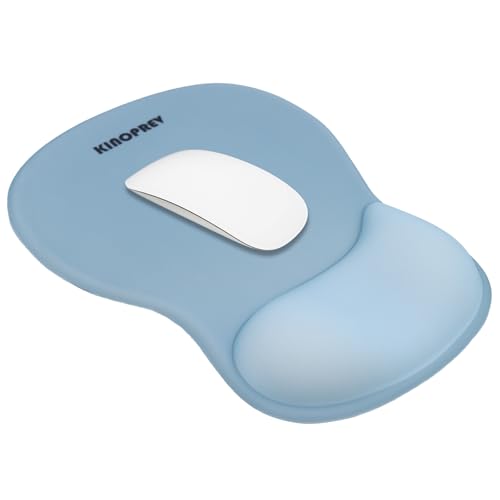 Ergonomic Mouse Pad with Wrist Support, Computer Mousepad with Gel Wrist Rest and Non-Slip PU Base for Pain Relief,Gaming Mouse Pads for Laptop, Office & Home, 10.2 x 7.6 in (Azure)