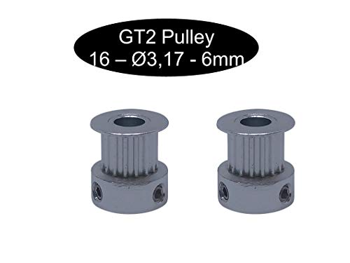 2 x GT2 pulley pulley depending on choice width 6 mm, GT2 16Z Ø3,17m, 1