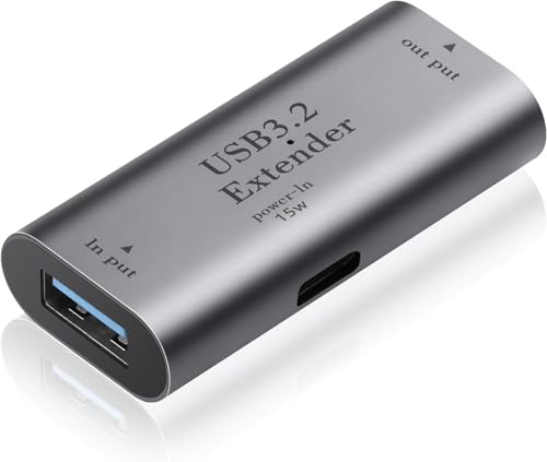 SinLoon USB3.2 Amplificador de señal Extender de 5 Gb/s Doble Puerto USB-A Adaptador de conversión de larga distancia con interfaz de carga PD15W Tipo-C, iluminación de pantalla LED adecuada
