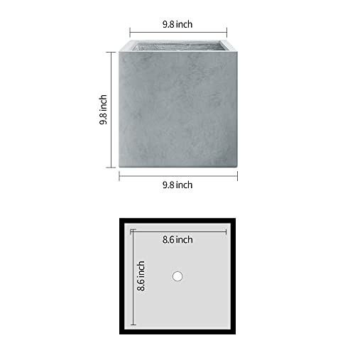 Kante 10" Square Concrete Planters For Outdoor Outdoor Patio Garden, Lightweight Modern Planter Pots Slate Gray #TOP2
