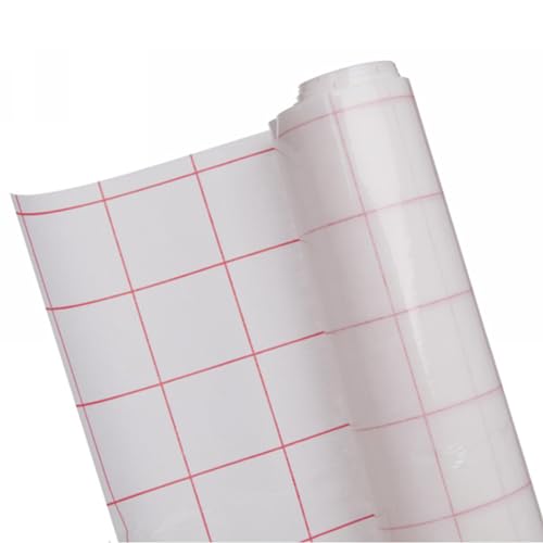 G4GADGET Transparente Klebefolie aus Kunststoff, Bucheinband, selbstklebendes Kontaktpapier, 33 cm x 1 m, transparentes Gitter-liniertes Vinyl für Schulbuchschutz