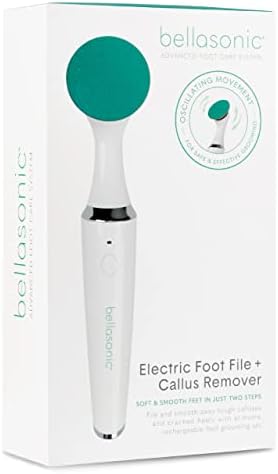 Bellasonic Electric Foot File + Callus Remover with Unique Oscillating Head – File & Smooth Dry, Hardened & Cracked Skin on Heels & Toes – Salon Quality Pedicure at Home w/Portable, Rechargeable Set