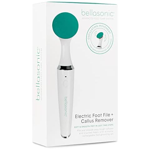 Bellasonic Electric Foot File + Callus Remover with Unique Oscillating Head – File & Smooth Dry, Hardened & Cracked Skin on Heels & Toes – Salon Quality Pedicure at Home w/Portable, Rechargeable Set Cover