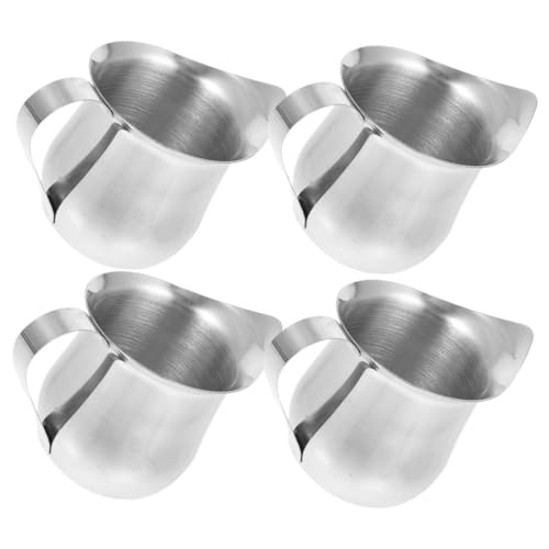 ULTECHNOVO 4 Piezas Jarras Pequeñas Inoxidable para Leche y Crema con Vertedor Taza Medidora para Café y Espumar Diseño Ligero y Resistente para Uso Doméstico y Profesional Capacidad
