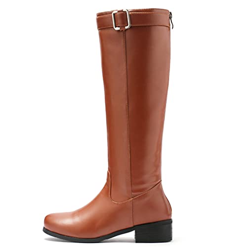 LUXMAX Women Flat Knee High Riding Boots Low Heel Knee Length Boots3