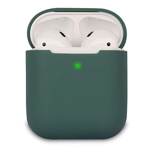 KOKOKA Custodia in Silicone Compatibile con AirPods 2 Custodia, Silicone Protettiva Case Cover per Airpods 2, LED Anteriore Visibile, Deep Green