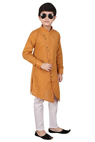 Boy's Indian Kurta For Boys | Kids Ethnic Wear | Pack Of 1 (S-109) (Mustard, 9-10 Years)3