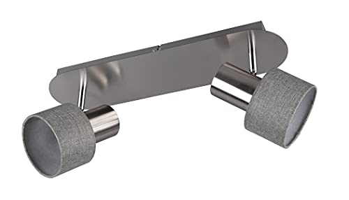 Trio Leuchten 803600207 Wailer - Lámpara de techo (metal y níquel mate, pantalla de tela gris, no incluye 2 bombillas GU10) Cover