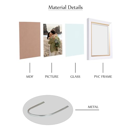 Image of GOLDEN PEACOCK Set of 2 5x7 Inch Photo Frames - Elegant White & Gold Finish | Decorative Tabletop & Wall Hanging Picture Frames for Home, Office & Gifting
