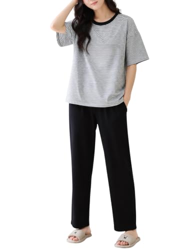 Image of Louis Luxe Cotton Blend Womens Korean Night Dress || Full Pyjama Set || Korean Nightsuit ||Women Nightwear ||Round Neck Full Sleeve Nightsuit || Loungewear || Everyday Nightdress (ND-12)