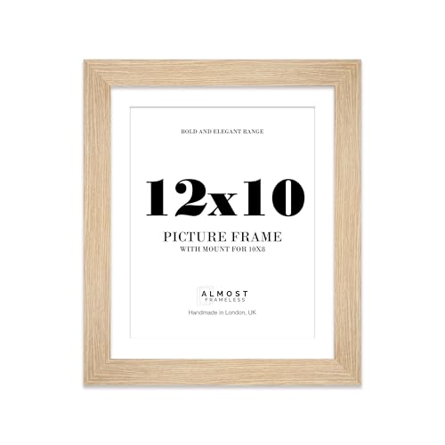 12x10 Oak Frame With Mount for 10x8 Pictures 28mm Edge Portrait and Landscape Display with Wall Hooks and Kickstand, 1 Pack