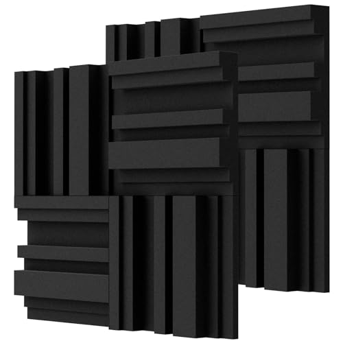 BXI Thick Acoustic Foam Panels in Diffusion Pattern, 30 X 30 X 5 cm 8 Pcs High Density Sound Absorbing Foam Diffuser Panel, Soundproof 3D Wall Padding Tile for Recording Studio Home Office