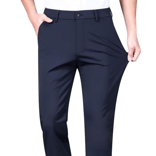 Mens Classic Formal Dress Pants Expandable Waist Bridegroom Wedding Suit Pants Slim Fit Stretch Business Wrinkle-Free3