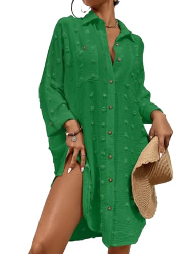 Bsubseach Women Swimsuit Coverup Blouse Button Down Shirt Dresses...