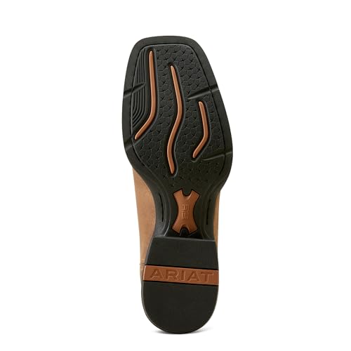 Ariat Men's Sport Wide Square Toe Cowboy Boot, Matte Black/Barley Brown, 11