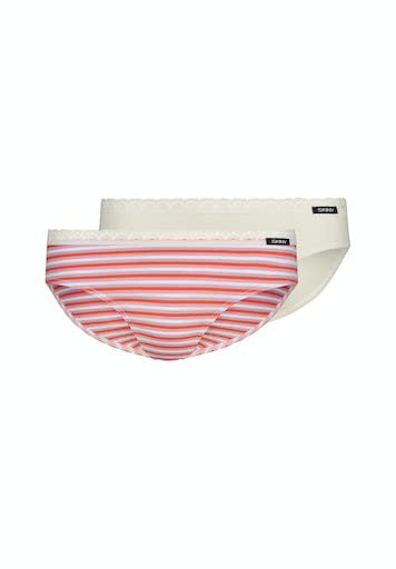 Skiny Dziewczęce CottonLace Multipack Slip, pomarańczfire Stripes Selection, Regular (2 sztuki), Orangefire Stripes Selection, 164 cm