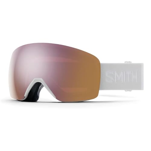 Smith Skyline White Vapor/ChromaPop Everyday Rose Gold Mirror Medium fit Ski Goggles for Men for Women BUNDLE with Designer iWear Eyewear Kit