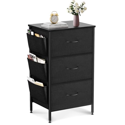 Consejos para Comprar Cajoneras de Plastico para Ropa más recomendados. 45 FURRIFIC Cómoda Gran Capacidad de 3 Cajones,70 * 40 * 29cm,Cajonera para Recamara,Ropa,Hogar Y Oficina,Organizador Cajonera de Estructura Metal con Cajones de Tela,Negro