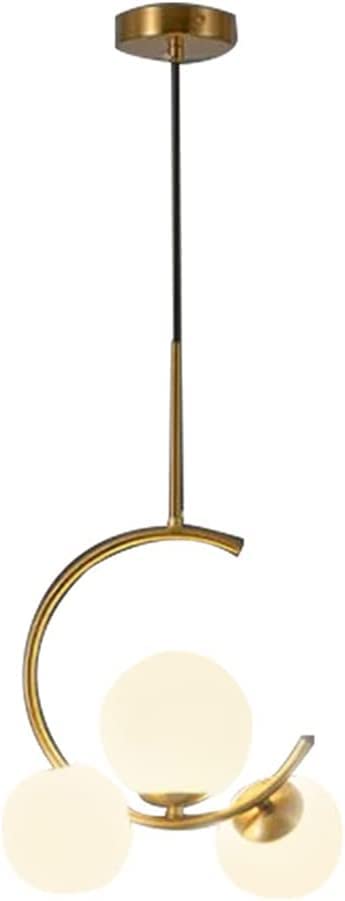3-Light Globe Chandelier Hanging Light Gold Modern Ceiling Pendant Lamp With White Glass, Adjustable Cord Ceiling Light For Bedroom Living Dining Room Kitchen Island Pendant Light Change for the