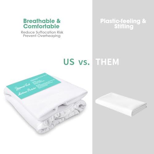 Image of Bimocosy 3D Mesh Crib Mattress Protector Sheets, 100% Breathable Waterproof Crib Sheets for Comfort & All-Round, Pad Cover Fitted Fits for Toddler Bed Mattress, 52 inch x 28 inch