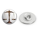 BRK Studio Golden Vintage Scales of Justice Round Metal 0.75' Lapel Pin Hat Shirt Pin Tie Tack...