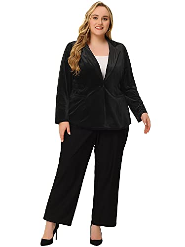 Image of Agnes Orinda Plus Size Velvet Blazers Jackets for Women Casual Lapel Suit Office Work Blazer | Soft Velvet Fabric, Notched Lapel, Button Closure, Vintage Party Style, Long Sleeve Casual Blazer Jacket