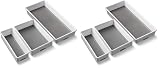 Addis 506985 Premium Tidy Drawer Soft Base Storage Boxes, White Grey, Set of 3, 18 x 40 x 7.5 cm (Pack of 2)