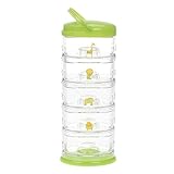 Innobaby Packin' Smart Stackable and Portable Storage System for Formula, Baby Snacks and more. 5 Stackable Cups in Lime Sorbet. BPA Free.