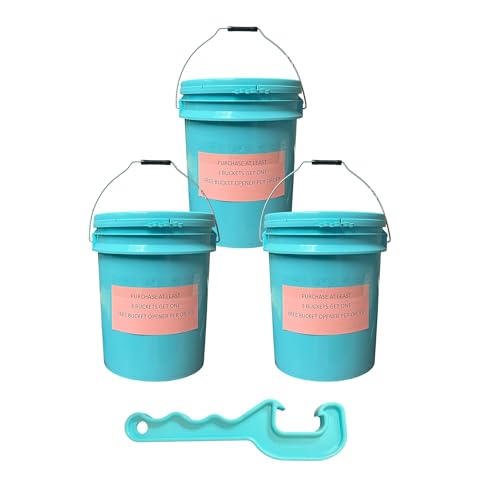 5 Gallon Plastic Bucket Pail with Lid (Pack of 3) â€“ Includes Free Bucket Opener - Food Grade, BPA Free, Heavy Duty â€“â€“ for Storage, Emergency, Paint, Brining, and More (Blue)