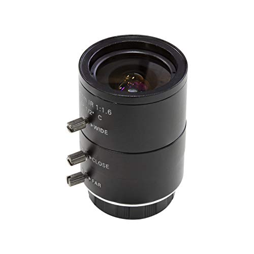 Arducam 4-12mm Varifocal C-Mount Lens for Raspberry Pi HQ Camera, with C-CS Adapter, Industrial Telephoto Lens