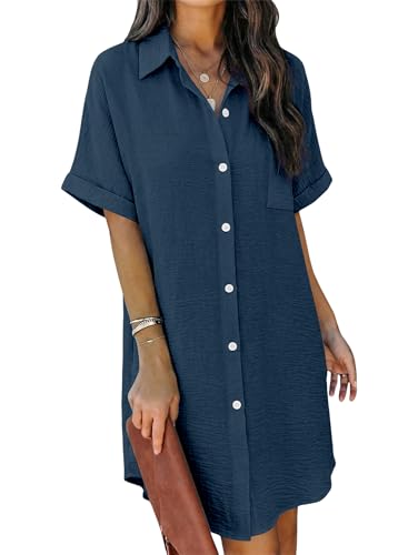 Magritta Womens Chiffon Flowy Spring Dresses Shirt Dress Chic Loose