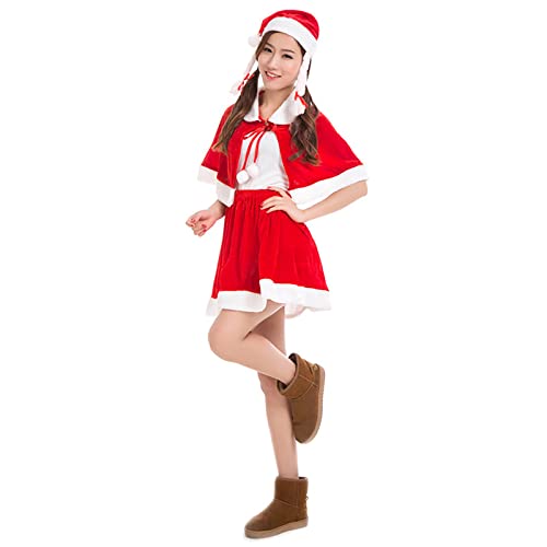 ZOYLINK Kerstman Kostuum Set Zachte Korte Mode Warm Dikke Kerstman Hoed Set voor Kerst Korte Warm Dikke Cosplay Sjaal Cap - Afbeelding 4