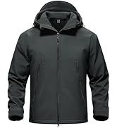 TACVASEN Men's Hooded Softshell Jacket Waterproof Fleece Lined Rain Jacket Lightweight Windbreake...