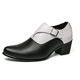 Zapatos de vestir formales Oxford con hebilla y tacón cubano alto for hombres for negocios y eventos(Black and white,43 EU)