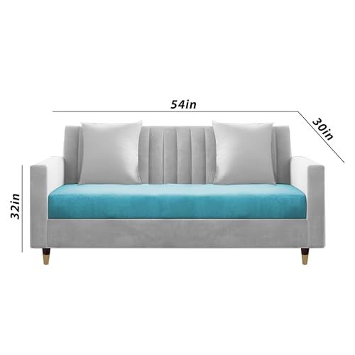 Image of Casaliving Garcia 3+2 Seater Sofa Set for Living Room (Turquise - Grey)