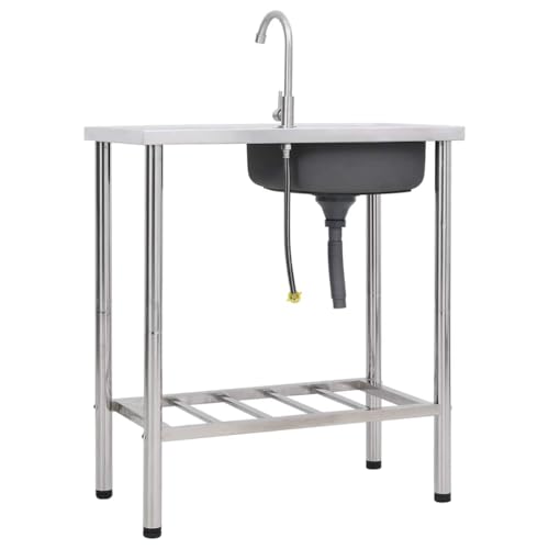 Vidaxl Lavello Da Campeggio Vasca Singola Con Rubinetto Acciaio Inox - 3