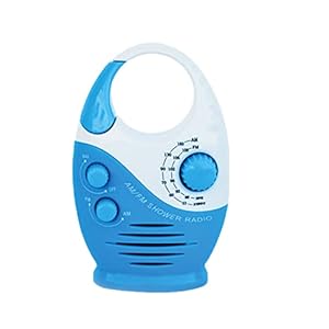 Showers Radio, Waterproof Shower Radio Mini AM/FM Shower Radio Resistant Radio Hanging Music Radio Built-in Speaker for Bathroom Outdoor Use (Blue) Portable AM ​​FM Radio