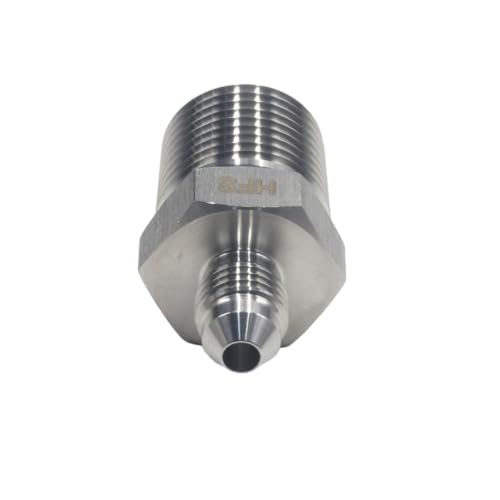 Image of HFS(R) 1 /2 inch NPT Male to 1 /4 inch JIC Male Adapter Flared Tube Fitting Pipe Connector Stainless Steel 304