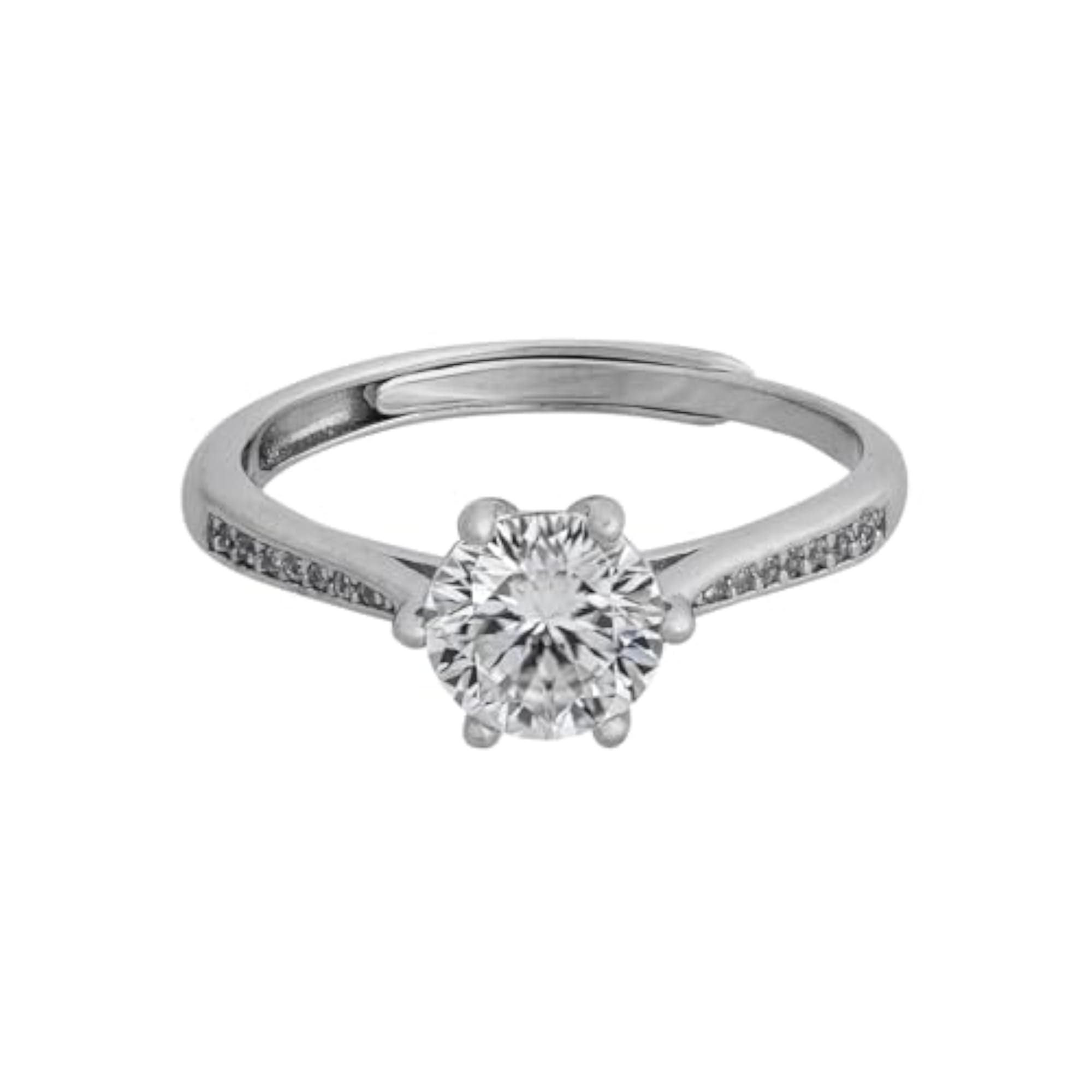 Adjustable 92.5 Silver Ring, White Rodium Polished
