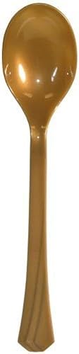 Miniatura 1 de Cucharas de plástico doradas de alta calidad (51 unidades) – Cubertería duradera, elegante y desechable para fiestas, eventos y uso diario