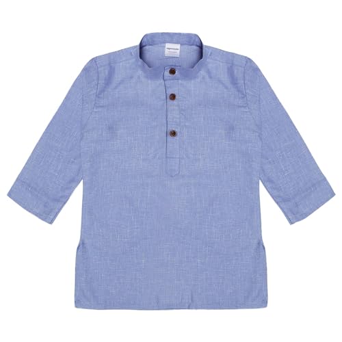 Image of superminis Baby Boys Cotton Solid Ethnic Wear Kurta Pyjama Set With Wooden Button