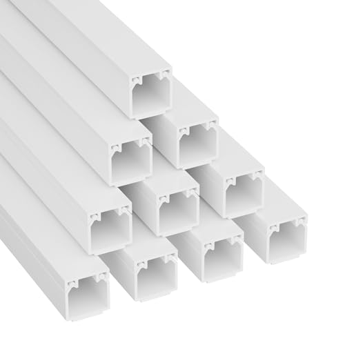 D-Line 1D1616W/10 Canaleta Cuadrada, tapacables Autoadhesivo, gestión de cableado para ocultar cables - 10 x 16 mm (anch.) x 16 mm (alt.) - Tramos de 1 m (Multipack de 10 m) - Blanco